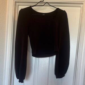 SHEIN Black Long Sleeve Crop Top